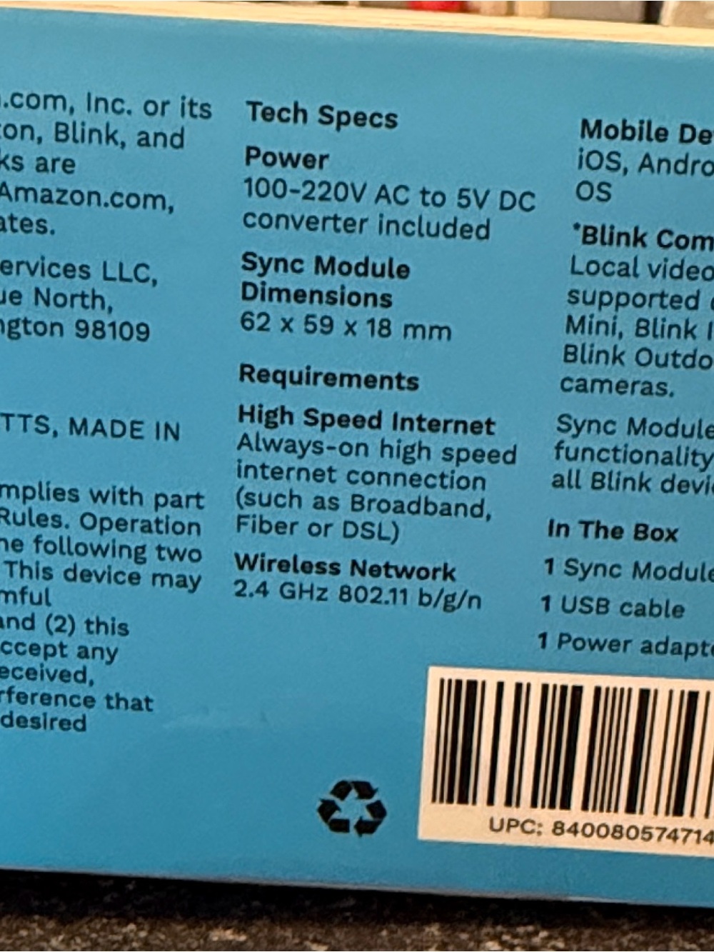Blink Sync Module 2 with White USB Cable & White Power Adapter - Picture 4 of 4